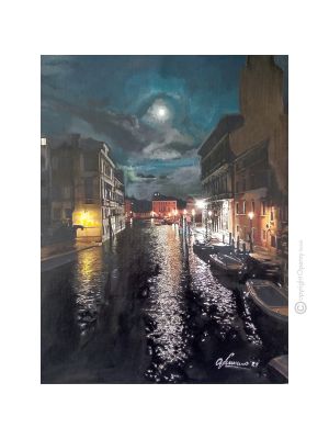 NOCHE Pintura sobre lienzo de Massimo Scarpa con técnica encáustica