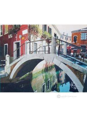 PUENTE Pintura sobre lienzo de Massimo Scarpa con técnica encáustica