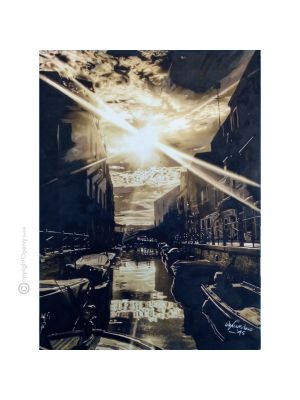 CREPÚSCULO VENECIANO Pintura sobre lienzo de Massimo Scarpa con técnica encáustica