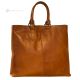 GRETA Shopper tote bolso de hombro para mujer en cuero auténtico hecho a mano Tawny
