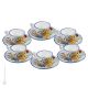 FIORACCIO POLICROMO CUPS juego de 6 tazas de café espresso con platillos Castelli cerámica hecha a mano auténtica Abruzzo Made in Italy