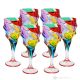 Juego de 6 auténticas copas modernas pintadas a mano en cristal.