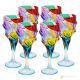 Juego de 6 auténticas copas modernas pintadas a mano en cristal.