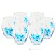 MONTECARLO Juego de 6 auténticos vasos de agua modernos pintados a mano en cristal de calidad superior.